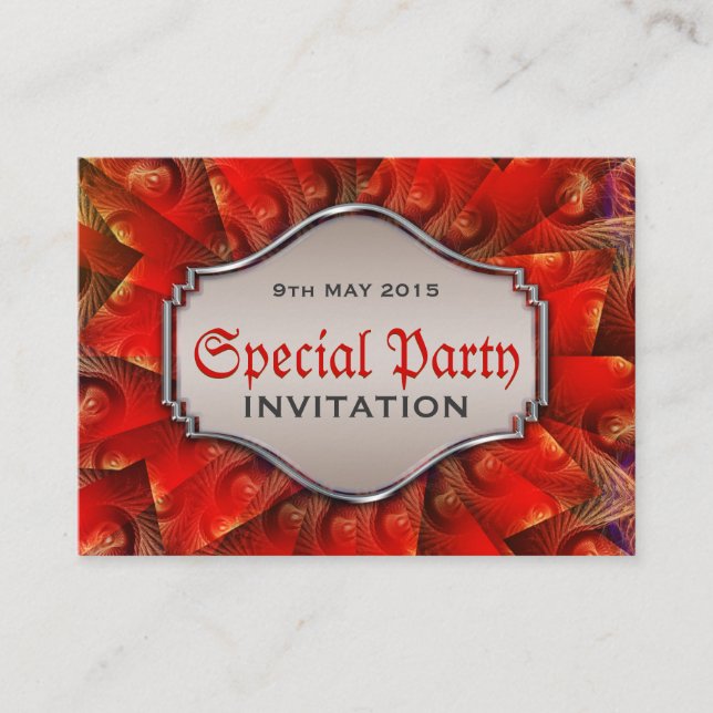 Invitations du mini parti Red Gothal Fractal Swirl (Devant)