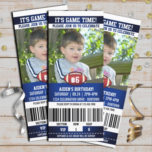 Invitations du Modèle photo de football Anniversai (Créateur téléchargé)