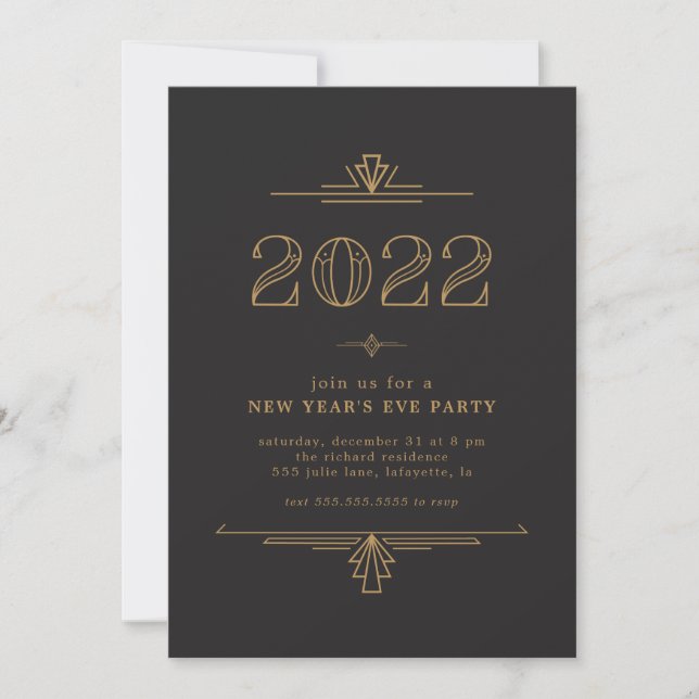 Invitations du Nouvel An Art Déco (Devant)