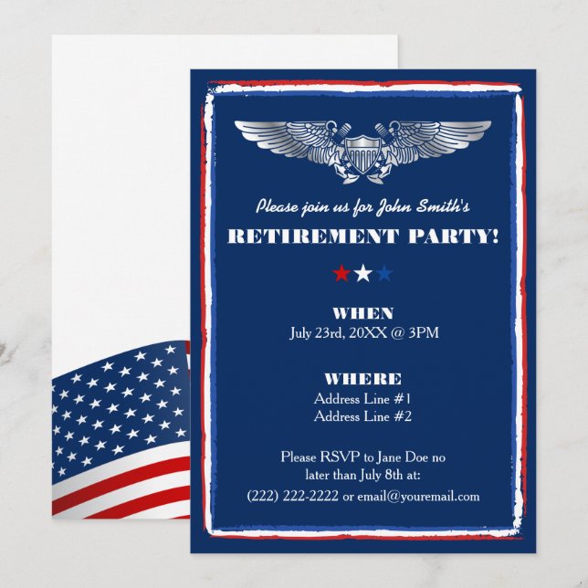 Invitations du Parti de la retraite à la Force aér (Devant / Derrière)