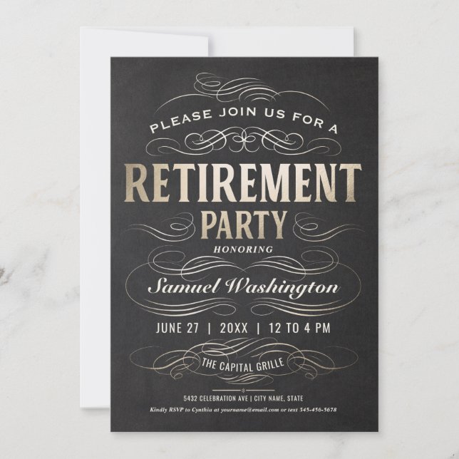 Invitations du parti de retraite Défilement Gold F (Devant)