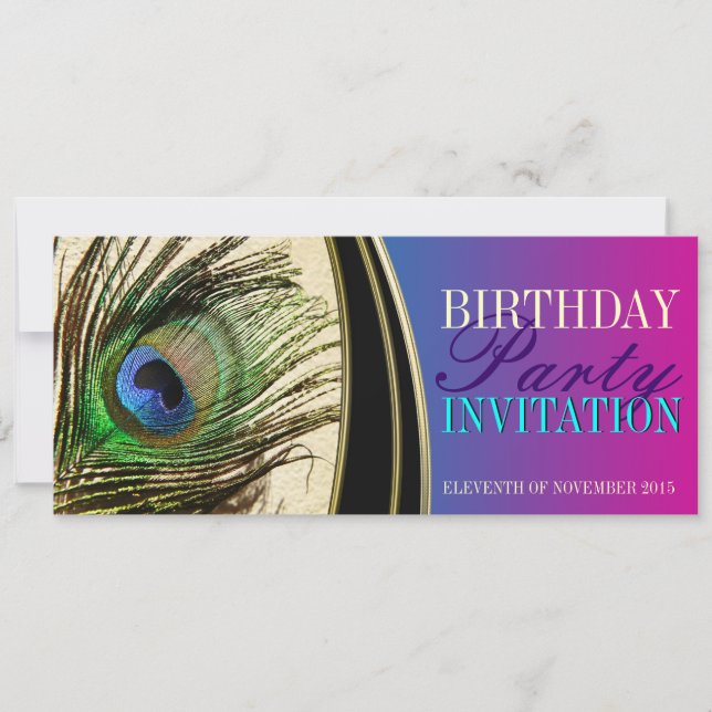 Invitations du parti déesse exotique Pink Peacock (Devant)