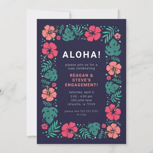 Invitations du parti d'engagement luau hawaïen  (Devant)