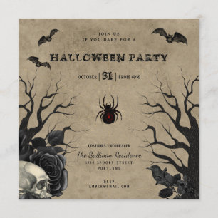Invitations du parti d'Halloween gothique rustique