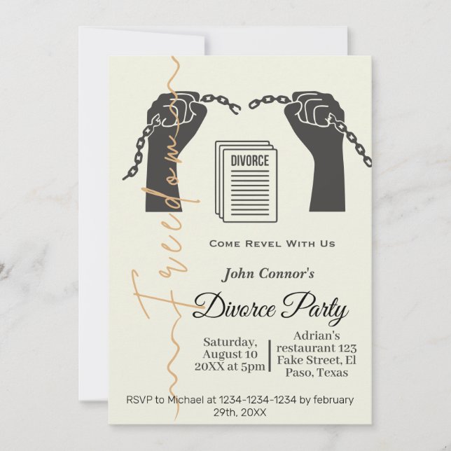 Invitations du parti Divorce : Liberté (Devant)