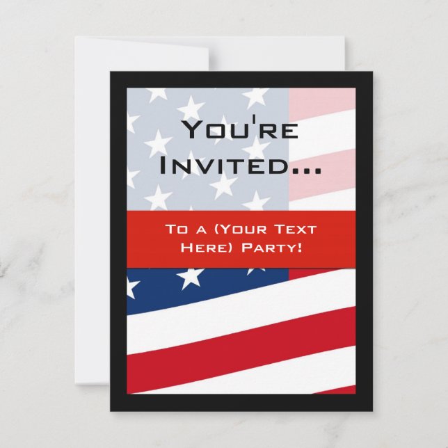 Invitations du parti du drapeau patriotique améric (Devant)