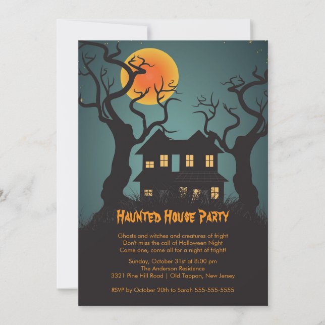 Invitations du parti Halloween à la Maison hantée (Devant)