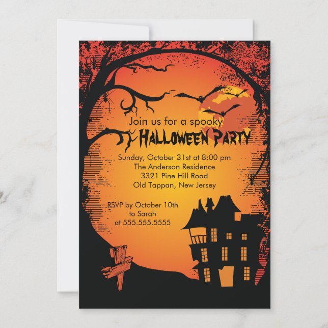 Invitations du parti Halloween à la Maison hantée (Devant)