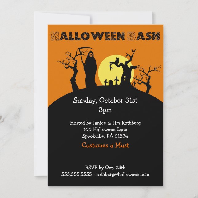 Invitations du parti Halloween Bash (Devant)