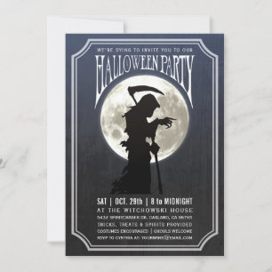 Invitations du parti Halloween Moon & Grim Reaper