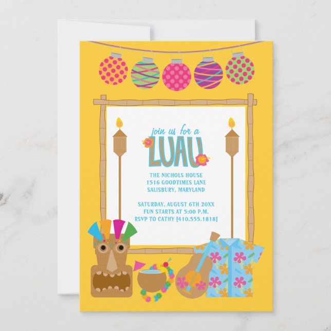 Invitations du parti Hawaiian Luau (Devant)