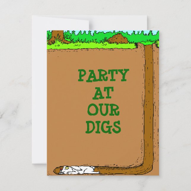 INVITATIONS DU PARTI RABBBIT BURROWING BUNNY SCAVE (Devant)