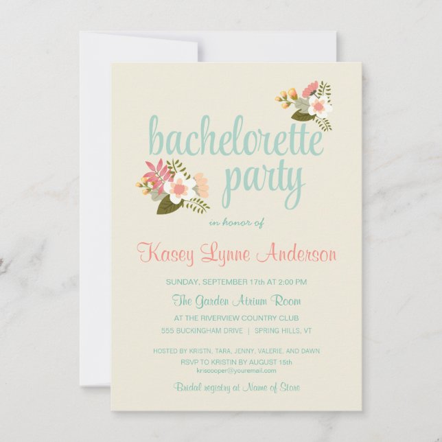 Invitations du parti Rustic Floral Bachelorette (Devant)