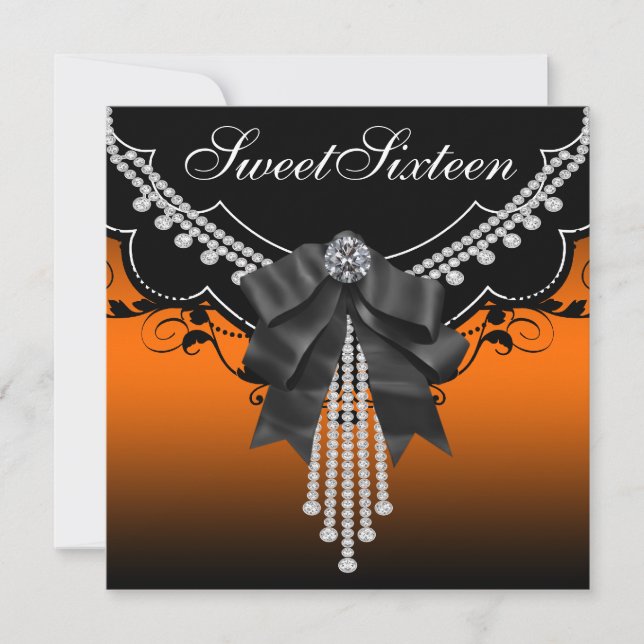 Invitations du parti Sweet sixteen orange noir (Devant)