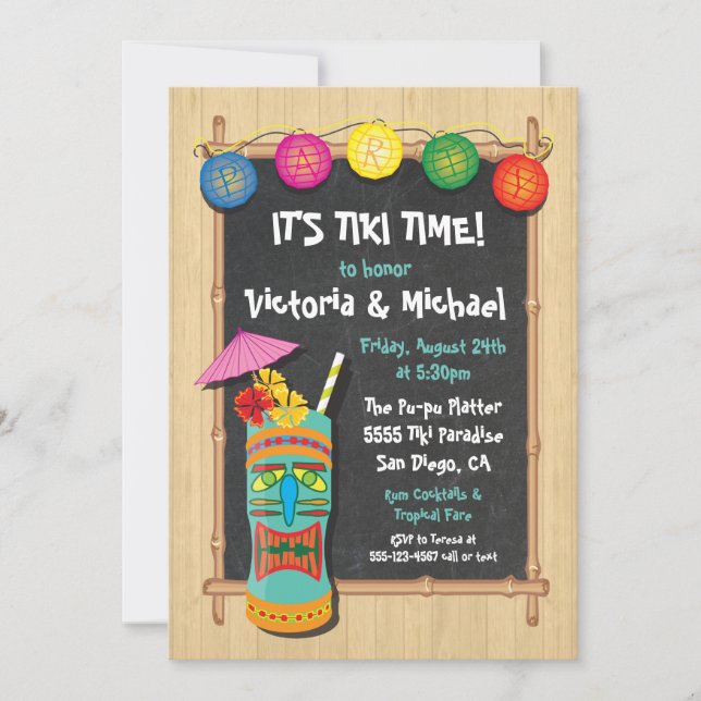 Invitations du parti Tropical Tiki Luau (Devant)