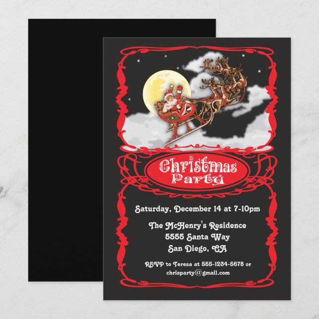 Invitations du Père Noël vintage (Devant / Derrière)