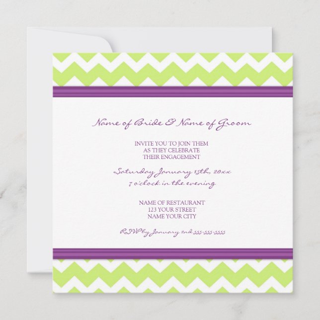 Invitations du Plum Lime Chevron (Devant)