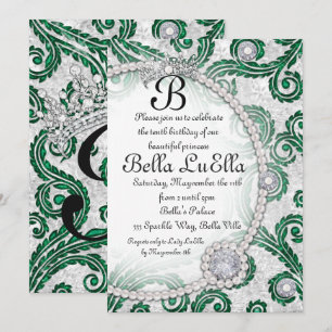Invitations du Princess Bling Diamond Pearls Party