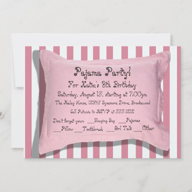 Invitations du pyjama Party (Devant)