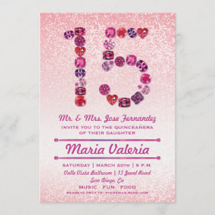 Invitations du Quinceañera, 15e anniversaire bijou