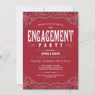 Invitations du Red Paisley Engagement Party