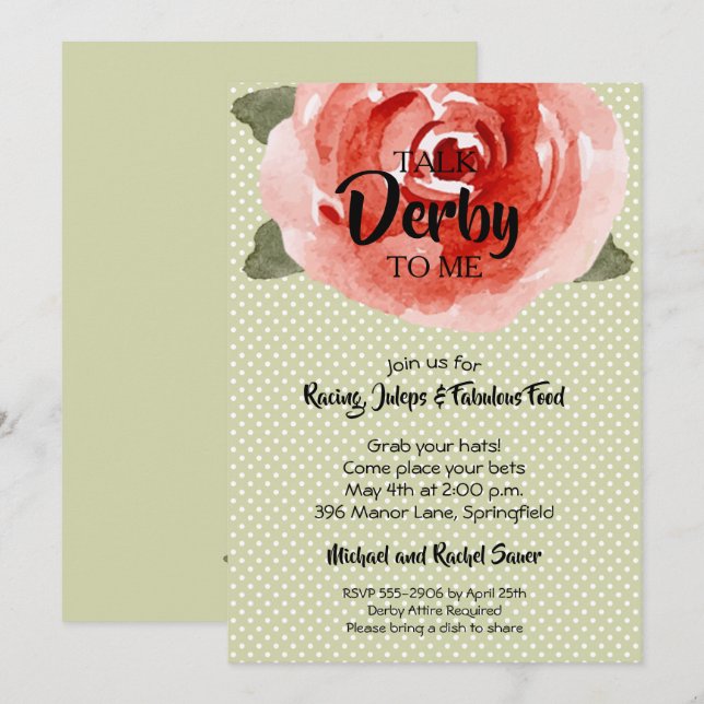 Invitations du Red Rose Derby Party (Devant / Derrière)