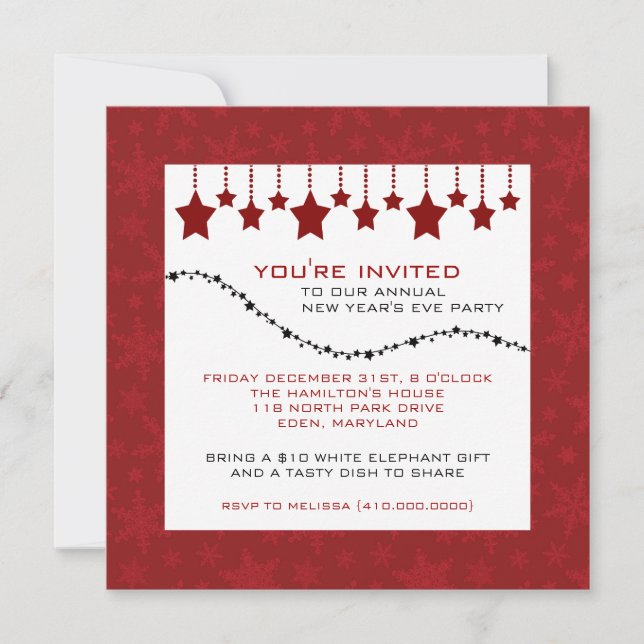 Invitations du réveillon du Nouvel An (Devant)