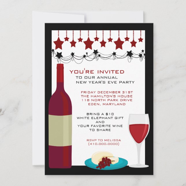 Invitations du réveillon du Nouvel An (Devant)