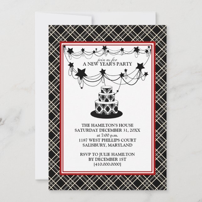 Invitations du réveillon du Nouvel An (Devant)