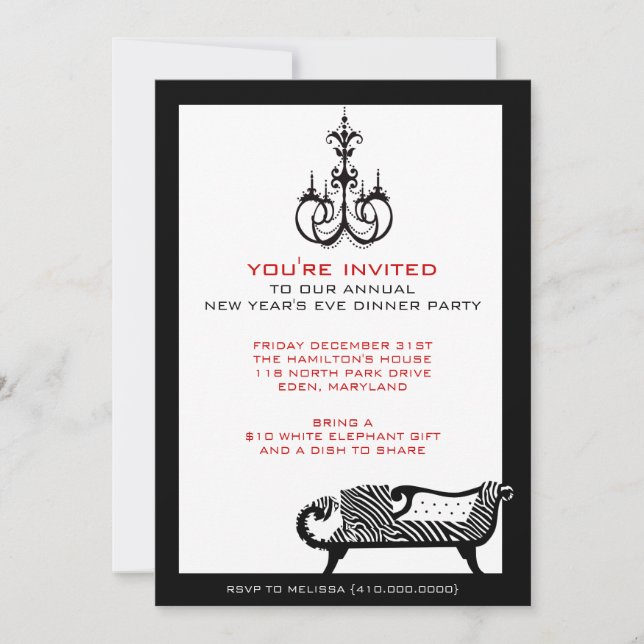 Invitations du réveillon du Nouvel An (Devant)