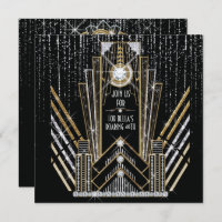 Invitations du Roaring Gatsby Art Déco Bling Party