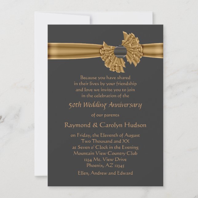 Invitations du ruban d'or du 50e anniversaire (Devant)