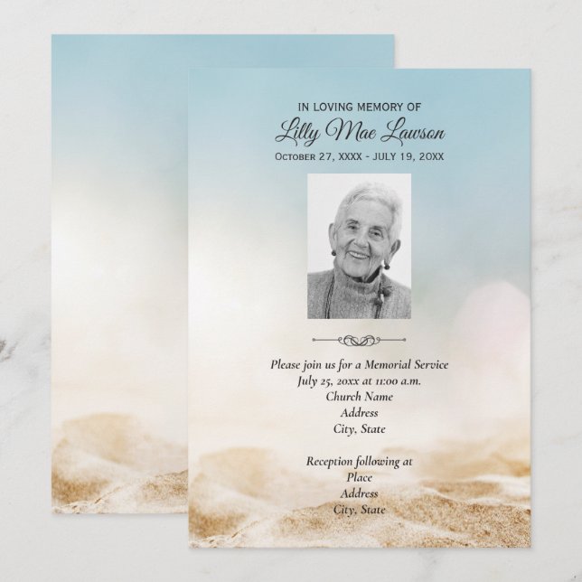 Invitations du service commémoratif funéraire de s (Devant / Derrière)