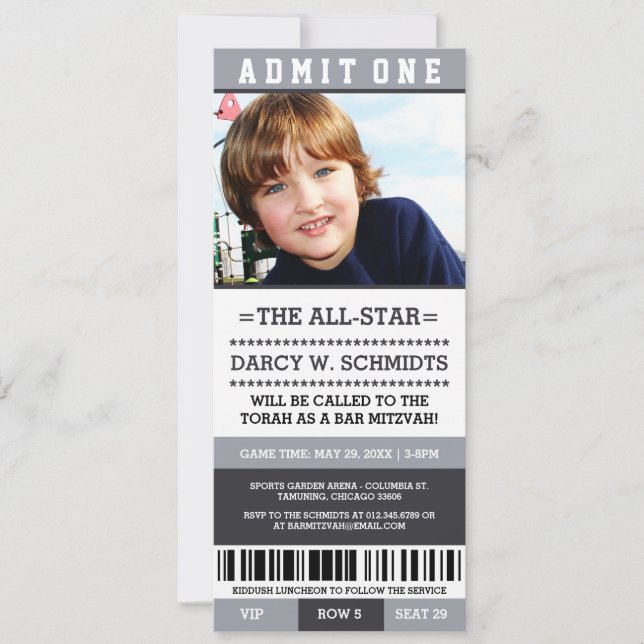 Invitations du Sports Ticket Bar Mitzvah (Devant)