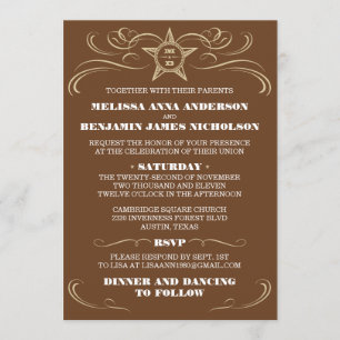 Invitations du sud Brown de mariage de style