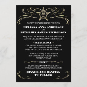 Invitations du sud noires de mariage de style