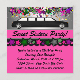 Invitations du Sweet sixteen à la limite rose chau