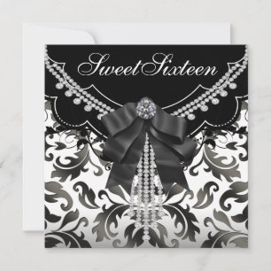 Invitations du Sweet sixteen noir blanc
