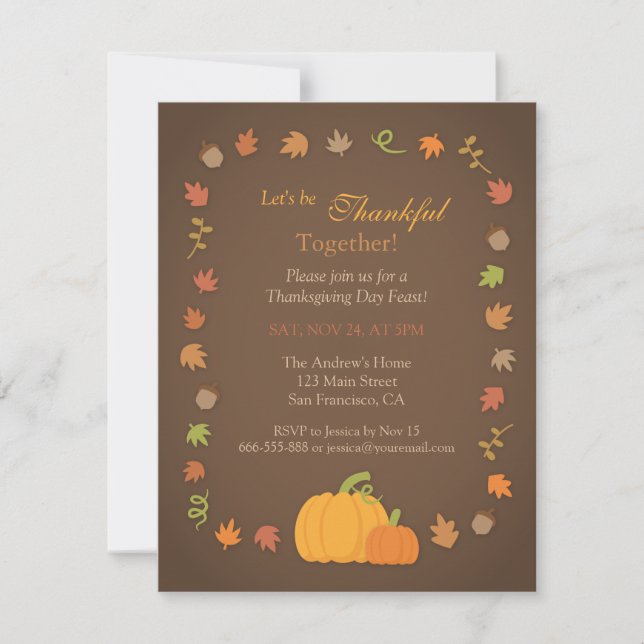 Invitations du Thanksgiving Citrouille moderne (Devant)