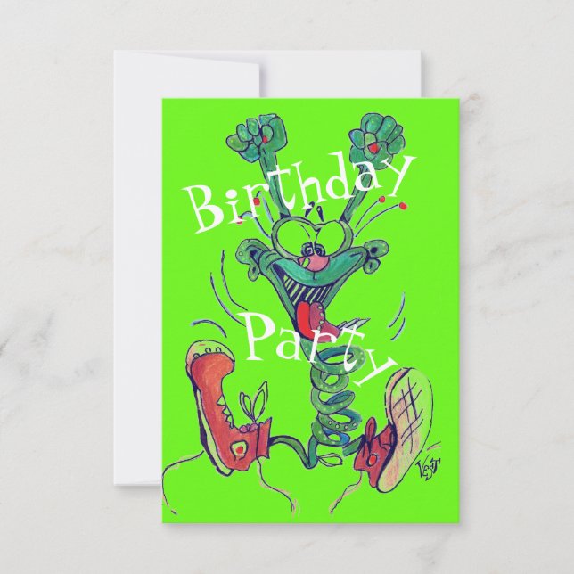 Invitations du type vert heureux RSVP (Devant)