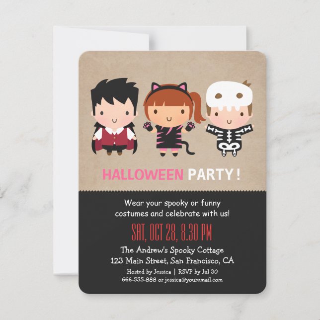 Invitations du Vampire Cat Skeleton Halloween Part (Devant)