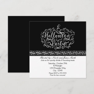 Invitations d'un blanc noir Citrouille d'Halloween