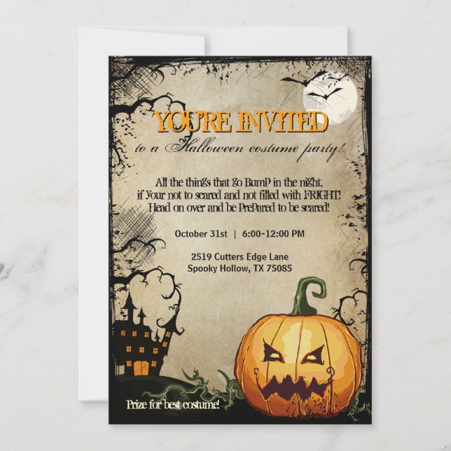 Invitations d'un Citrouille de Halloween (Devant)