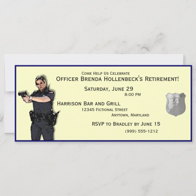 Invitations d'une femme de police à la retraite (Devant)