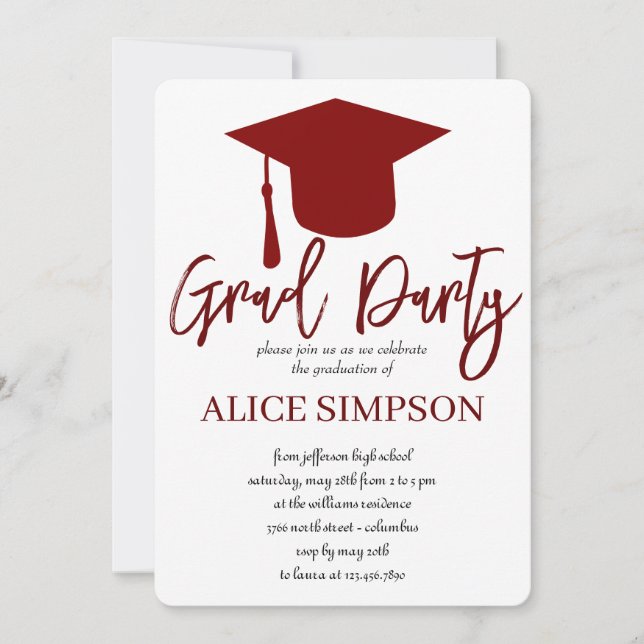 Invitations d'une partie de diplôme simple (Devant)
