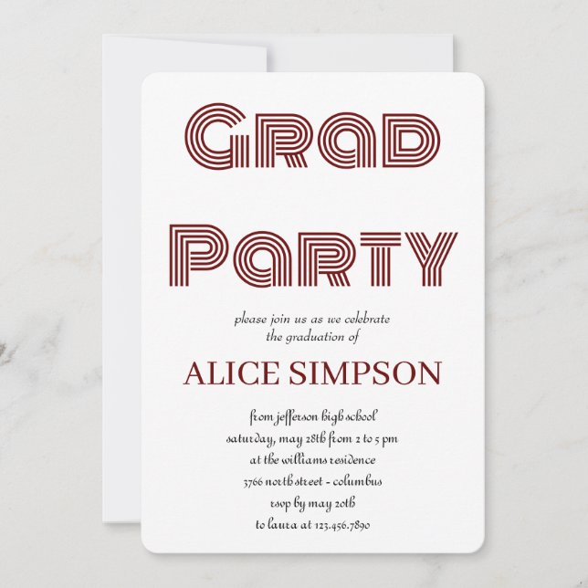 Invitations d'une partie de diplôme simple (Devant)