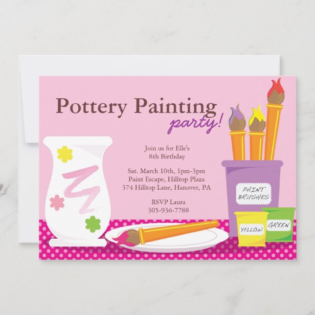 Invitations d'une partie de peinture de poterie (Devant)