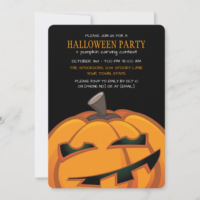 Invitations éffrayant Citrouille sculpté Halloween (Devant)