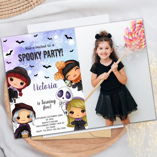 Invitations Éffrayantes personnalisables (Kids Halloween Birthday Invitations with photo)