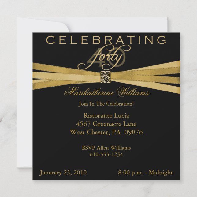 Invitations élégantes à la fête du 40e anniversair (Devant)